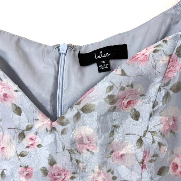 Lulus Floral Puff Sleeve Mini Dress Sweetheart Princesscore Whimsical Fairy HOCO - Picture 4 of 9